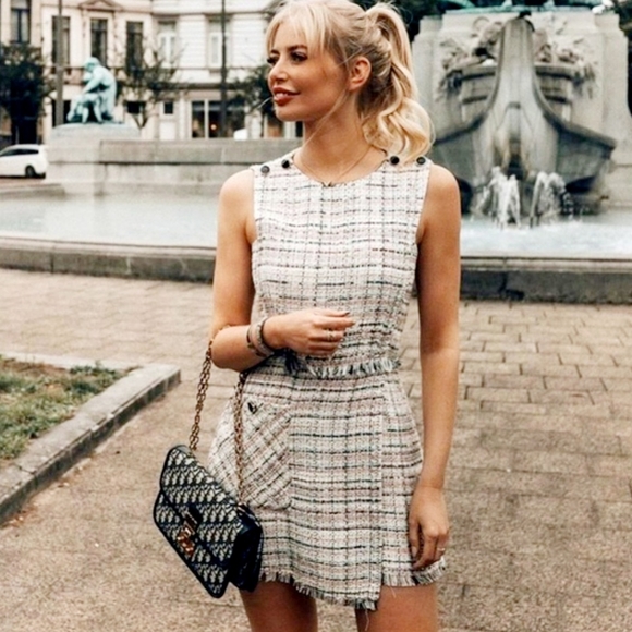 Zara Tweed Romper Jumper Jumpsuit XS Extra Small - Picture 5 of 11